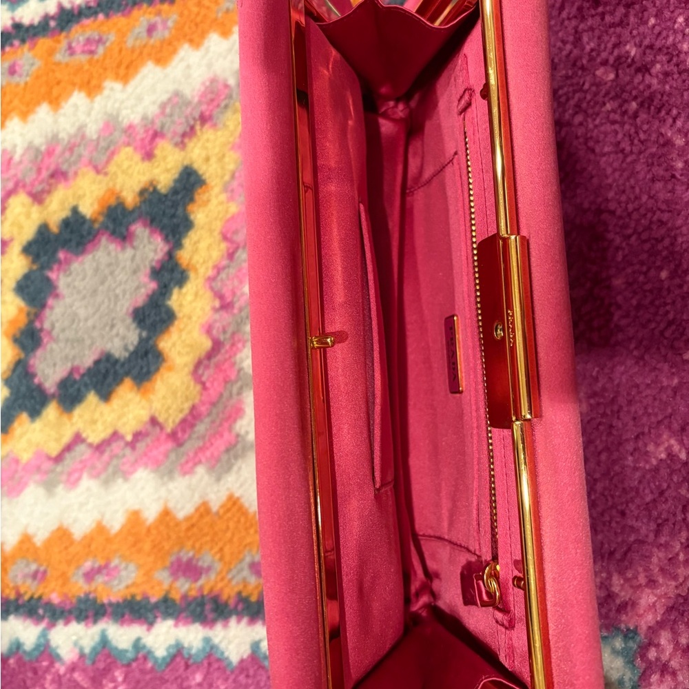 Prada Fuchsia Clutch with Gold Accents - Picture 4 of 5